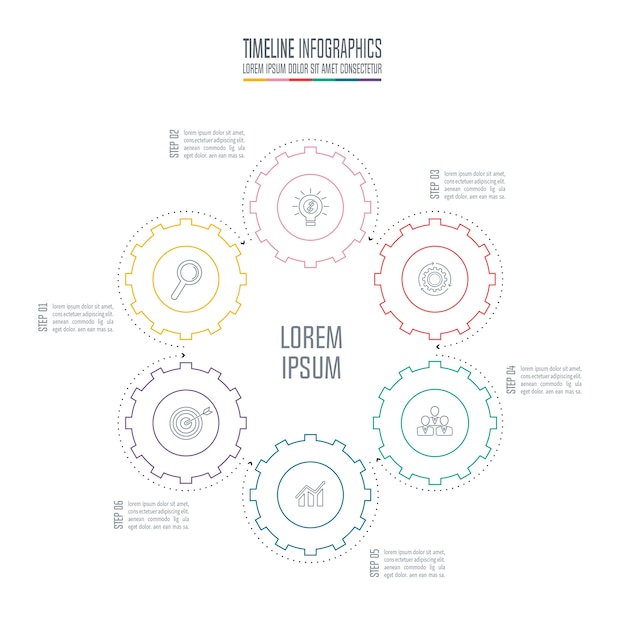 concepto de negocio de diseño de infografía con 6 opciones.