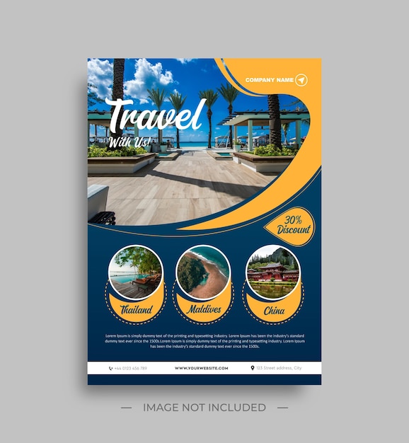 Concepto de negocio de diseño de volante de venta de viaje o viaje
