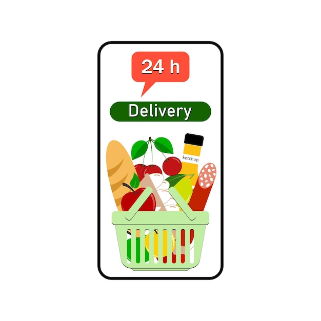 Concepto de negocio de entrega de alimentos frescos Hacer un pedido Comercio electrónico marketing digital
