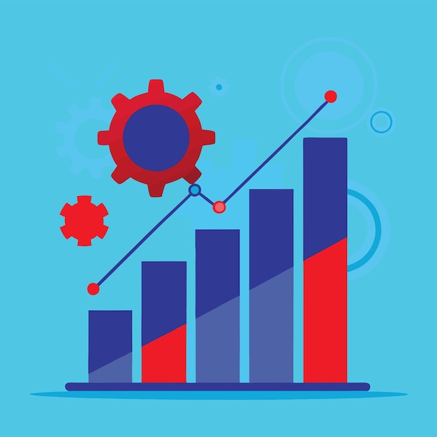 Concepto de negocio con gráfico de crecimiento financiero Diseño de ilustración de estilo vectorial