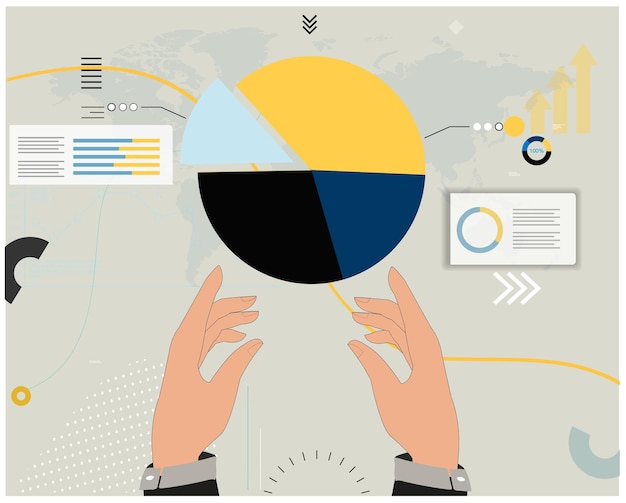 Concepto de negocio Ilustración vectorial del informe de negocio Análisis de planificación de la investigación de mercado