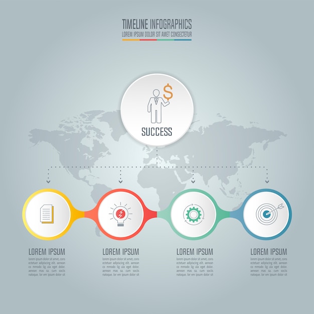 Concepto de negocio de infografía con 4 opciones.