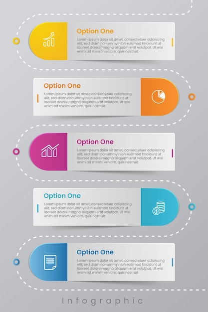 Concepto de negocio infográfico con 5 pasos o procesos de opciones