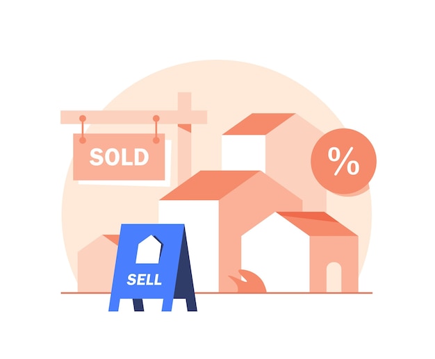 Concepto de negocio inmobiliario con ilustración de vector de icono de diseño houseflat