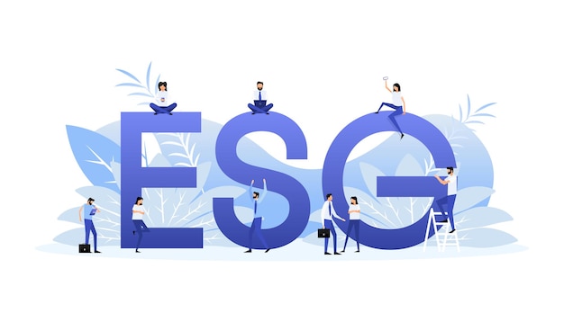 Concepto de negocio isométrico de finanzas de personas esg verdes