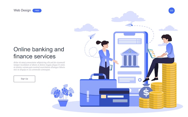 Vector concepto de negocio de la página web de la página de aterrizaje para banca en línea, transacción financiera.