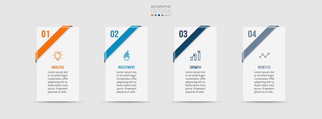 Concepto de negocio de plantilla de infografía con paso