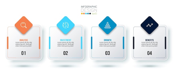 Concepto de negocio de plantilla de infografía con paso