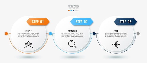 Concepto de negocio de plantilla de infografía con paso