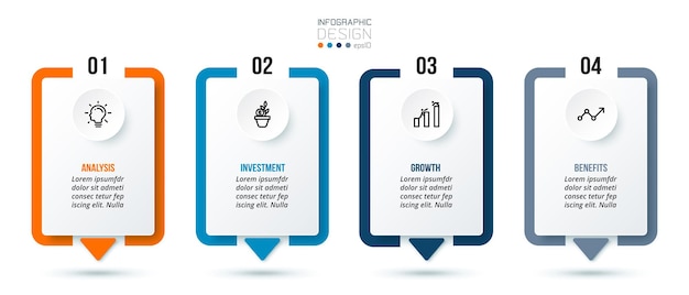 Concepto de negocio de plantilla de infografía con paso