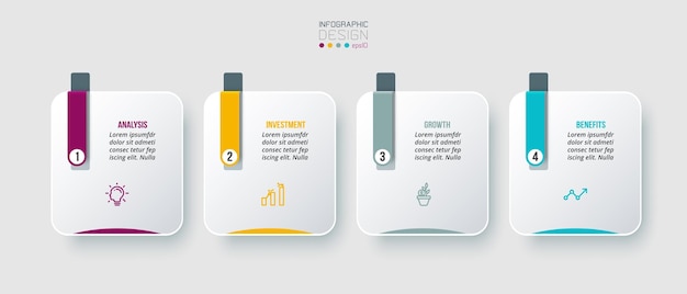 Concepto de negocio de plantilla de infografía con paso