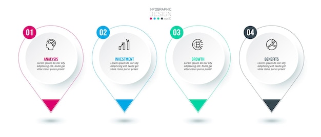 Concepto de negocio de plantilla de infografía con paso