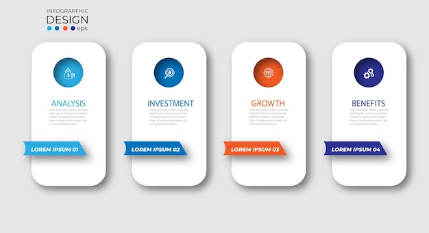 Concepto de negocio de plantilla infográfica vectorial con paso