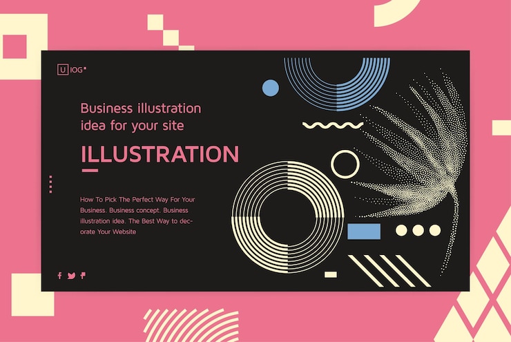 Vector concepto de negocio de vector con texto de formas abstractas universales para diseño de sitios web y desarrollo de aplicaciones programación receptiva banner de mantenimiento de seo plantilla de página de destino