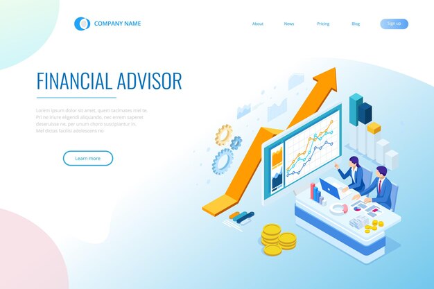 Concepto de negocio web isométrico de administración financiera análisis contable auditoría informe financiero Auditoría proceso fiscal Documentos gráficos gráficos planificador informe de calendario