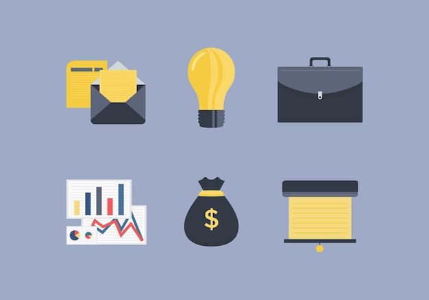 Concepto de negocios y finanzas con íconos