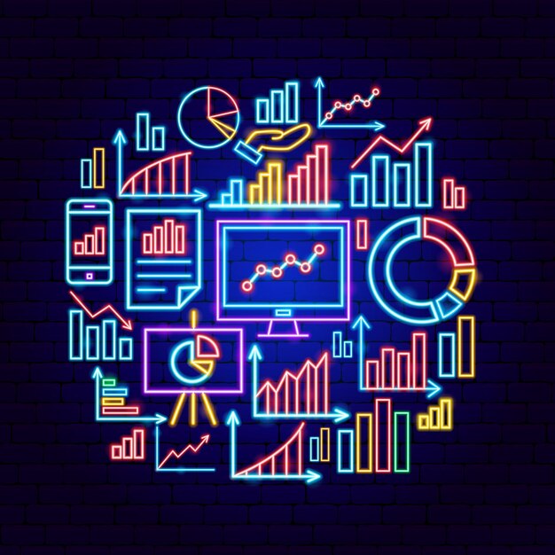 Vector concepto de neón de las infografías gráficas