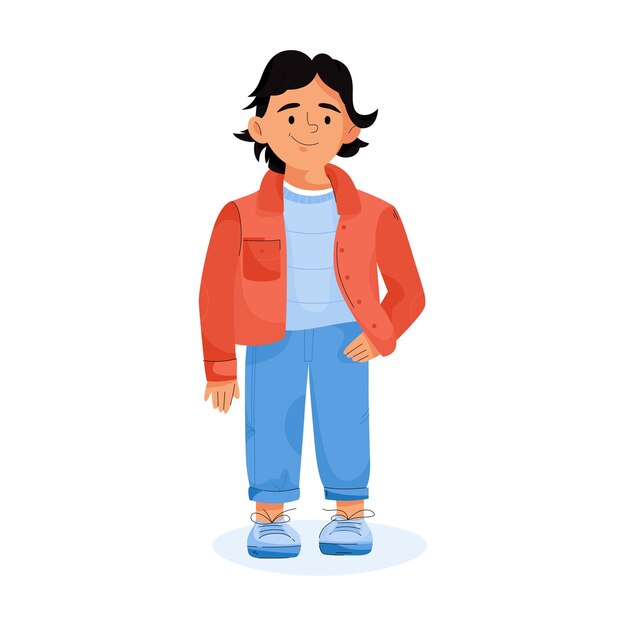 Vector concepto de niños con estilo niño en traje casual