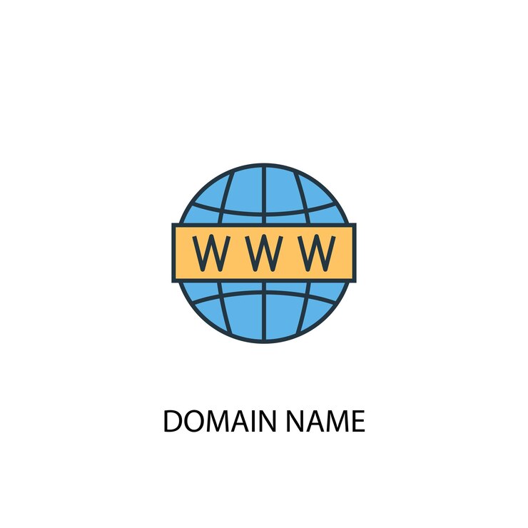 Vector concepto de nombre de dominio 2 icono de línea de color. ilustración simple elemento amarillo y azul. diseño de símbolo de esquema de concepto de nombre de dominio