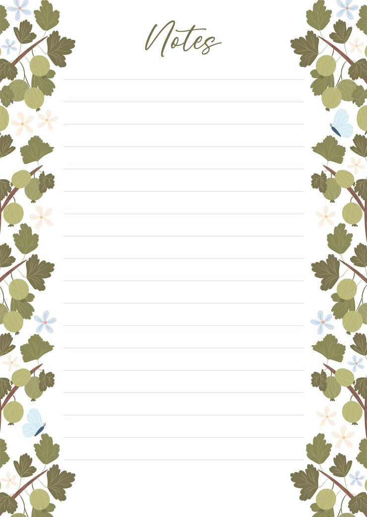 Vector concepto de notas imprimibles con vector de ilustración de planta de grosella espinosa verde