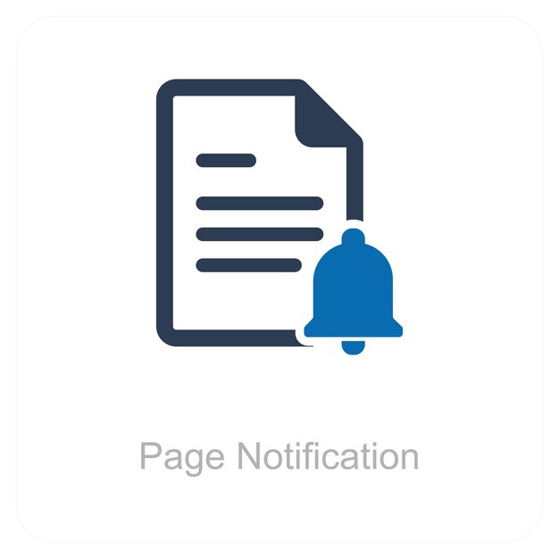 Concepto de notificación de página e icono de datos