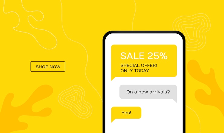 Vector concepto de oferta de venta para móviles. gran venta en telefonía móvil para marketing online con messenger.