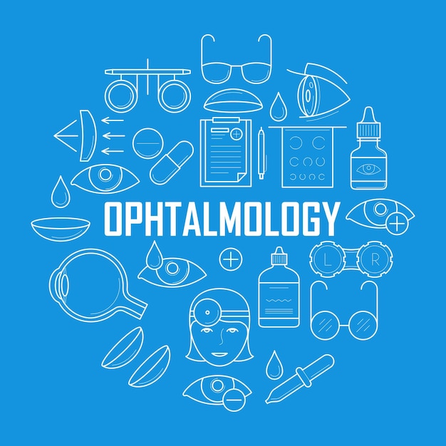 Concepto de oftalmología con íconos de líneas delgadas