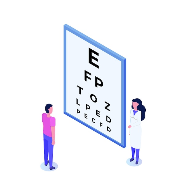 Concepto de oftalmología. El oftalmólogo controla la vista del paciente.