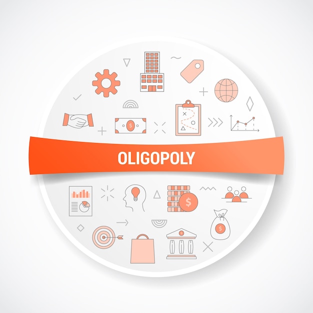 Concepto de oligopolio con concepto de icono con forma redonda o circular