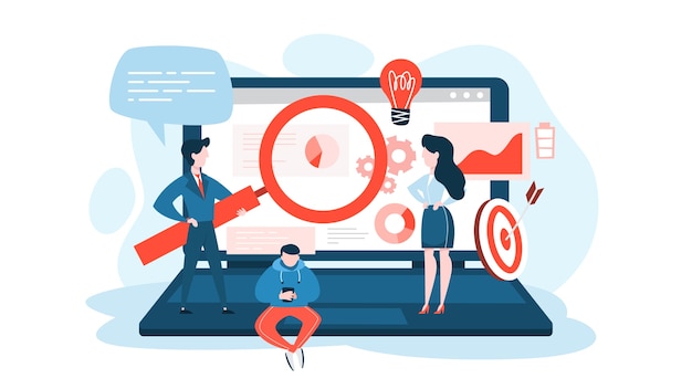 Concepto de optimización de motores de búsqueda o SEO. Estrategia de mercadeo