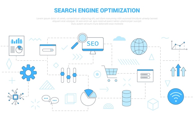 Concepto de optimización de motores de búsqueda seo con plantilla de conjunto