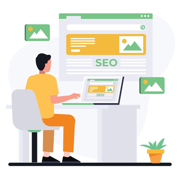 Concepto de optimización de motores de búsqueda de sitios web con personas
