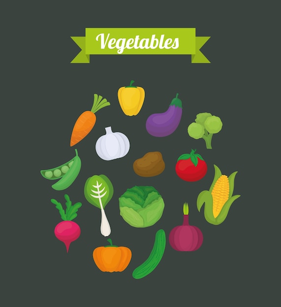Concepto orgánico del producto con el diseño del icono de las verduras, gráfico del ejemplo 10 eps del vector.