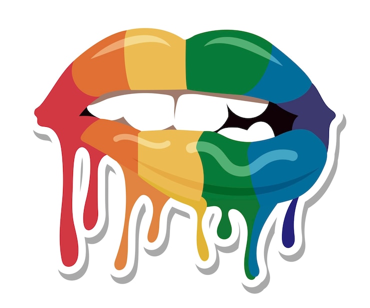 Vector concepto de orgullo lgbt imprime ideas labios colores ilustración vectorial aislado en blanco