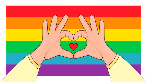 Concepto de orgullo LGBT Signo de amor forma corazón con ambas manos