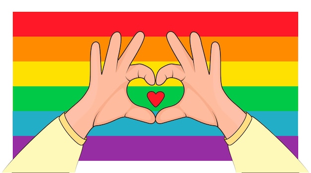 Concepto de orgullo lgbt signo de amor forma corazón con ambas manos