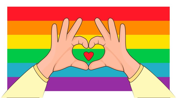 Vector concepto de orgullo lgbt signo de amor forma corazón con ambas manos