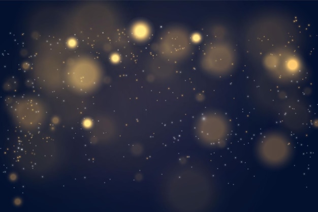 Concepto de oro mágico. Fondo negro abstracto con efecto bokeh.