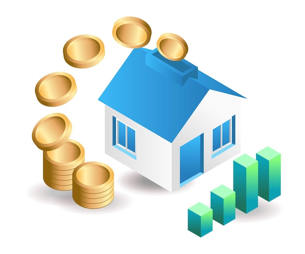Concepto de página de destino ilustración isométrica plana negocio de inversión en vivienda
