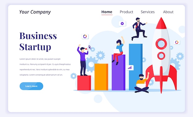Vector concepto de página de destino de inicio de negocios.