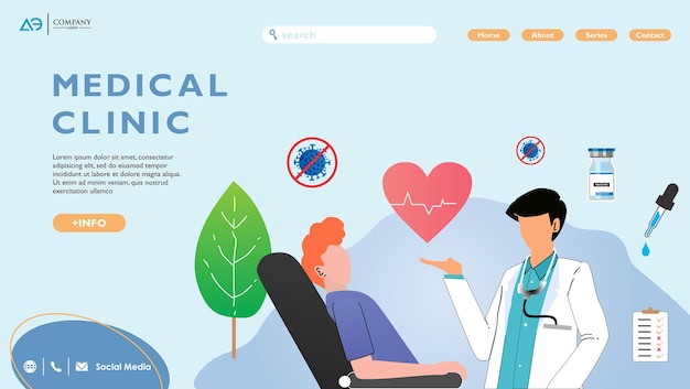 concepto de página de destino de Medicina y atención médica en línea para el desarrollo de sitios web y sitios web móviles