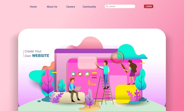 Vector concepto de página de inicio de diseño web de ilustración de escritorio. estrategia empresarial, análisis y lluvia de ideas. conceptos de diseño plano moderno para el diseño de sitios web ui / ux y el desarrollo de sitios web móviles.