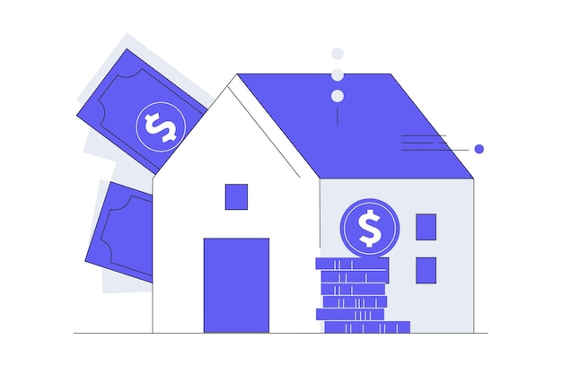 Concepto de pago inicial de la hipoteca Inversión inmobiliaria Costo de la casa Presupuesto y gastos planos