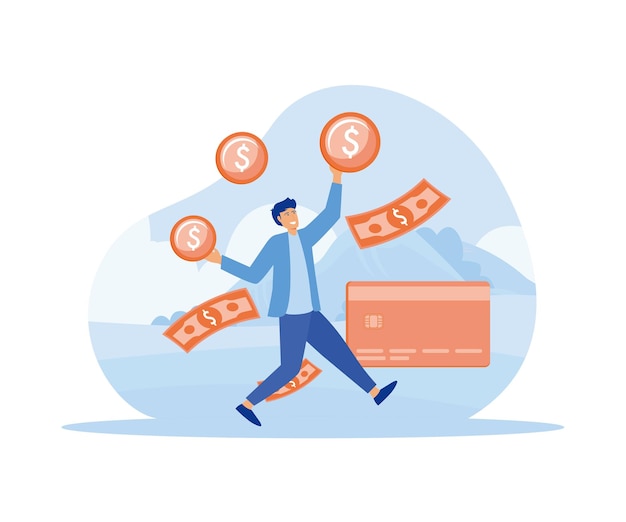 Concepto de pago de salario Pago anual bonificación pago de ingresos con calculadora de papel y personas vector plano ilustración moderna