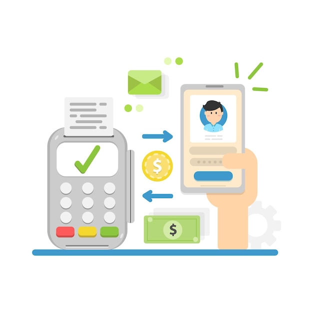 Concepto de pagos móviles y en línea. Transferencia de dinero, billetera móvil.