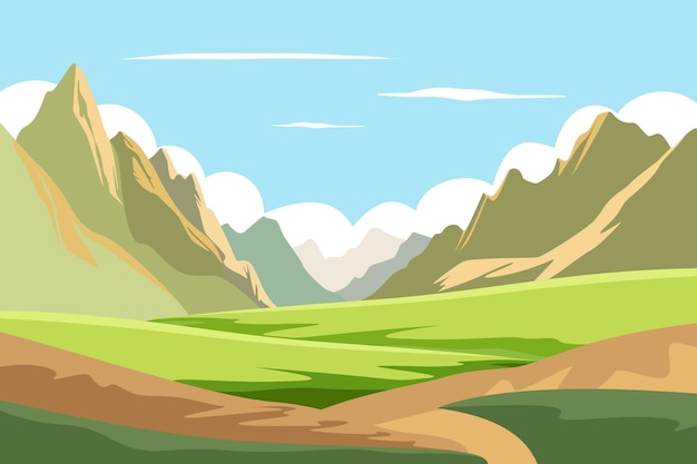 Concepto de paisaje Ilustración vectorial plana de colores aislada