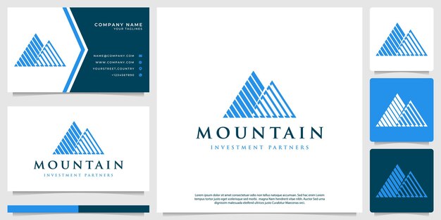 Concepto de paisaje de inversión de montaña de logotipo