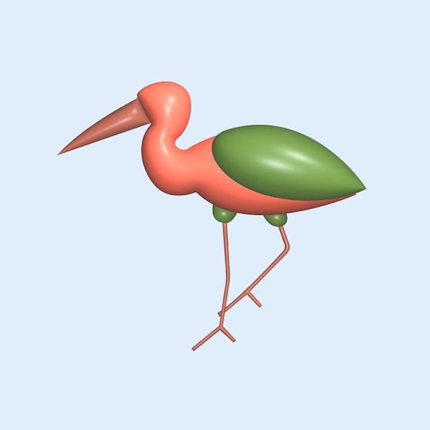 Concepto de pájaro volador Estilo de dibujos animados de objetos 3D realistas