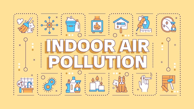Concepto de la palabra amarilla para la contaminación del aire interior