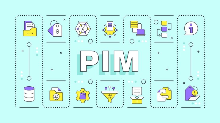 Vector concepto de palabra azul claro de pim